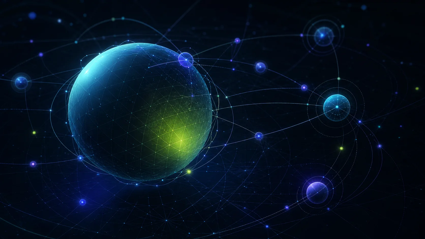 A connected orbital globe representing domain routing