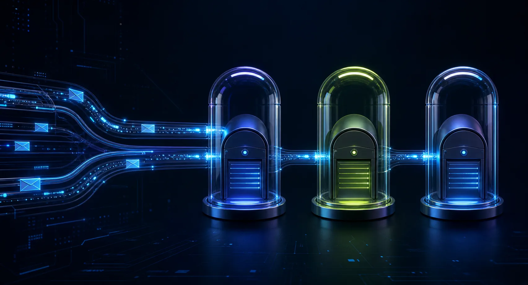 Message streams entering separate private mailbox capsules