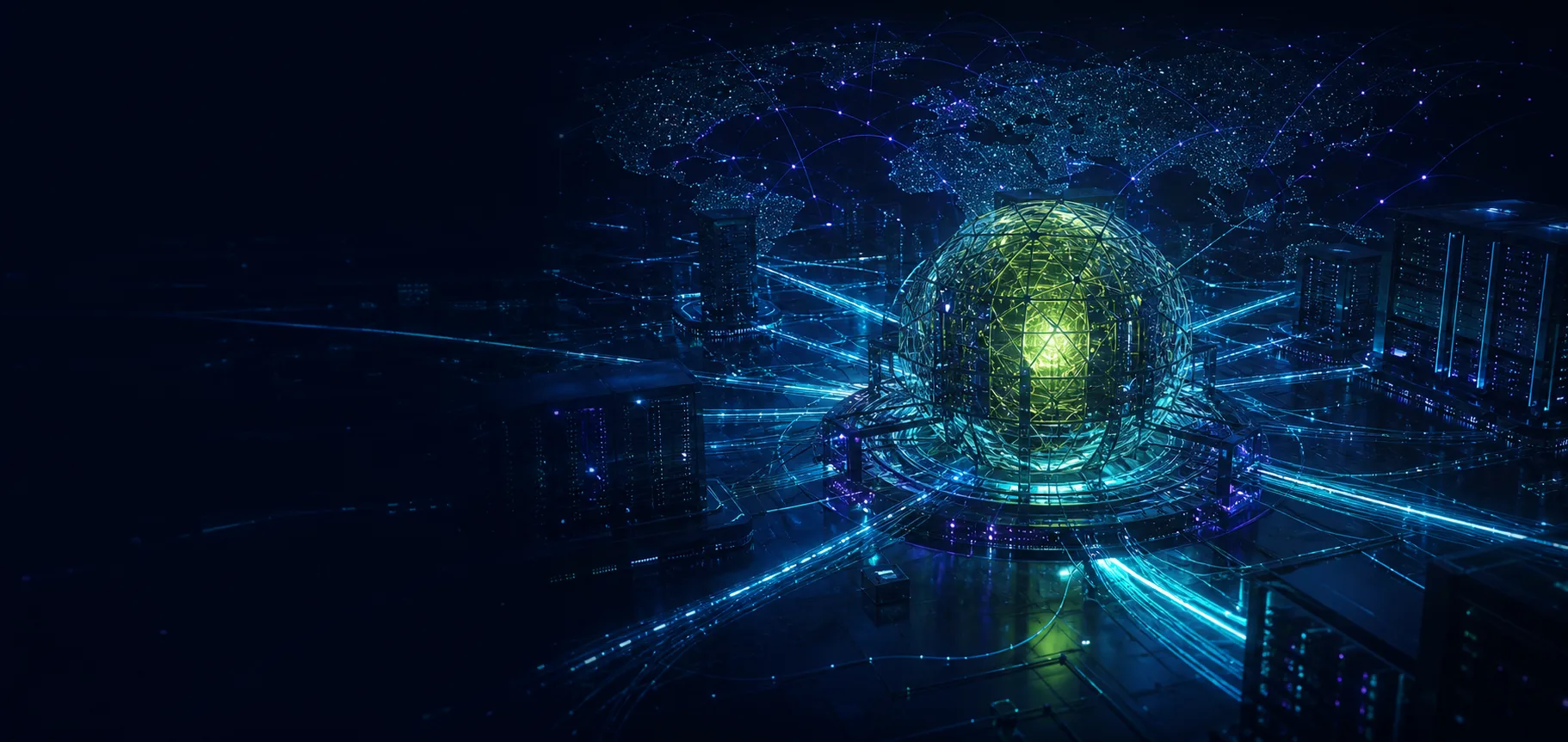 A luminous infrastructure core connecting a global data network