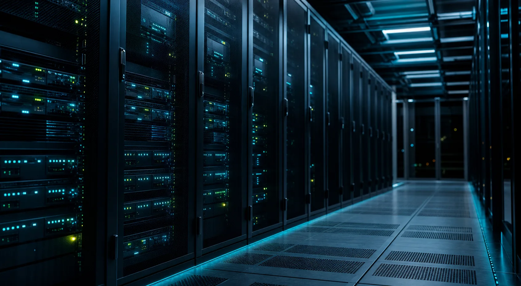 Operational server racks in a modern data center