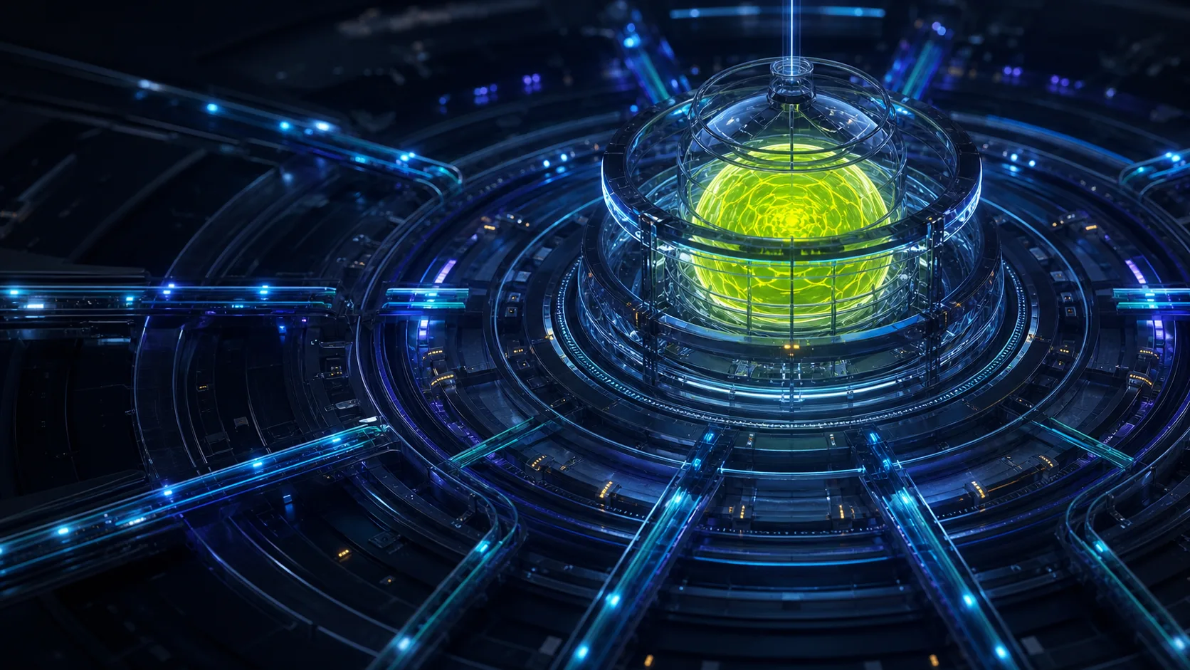 A protected infrastructure core surrounded by layered access rings